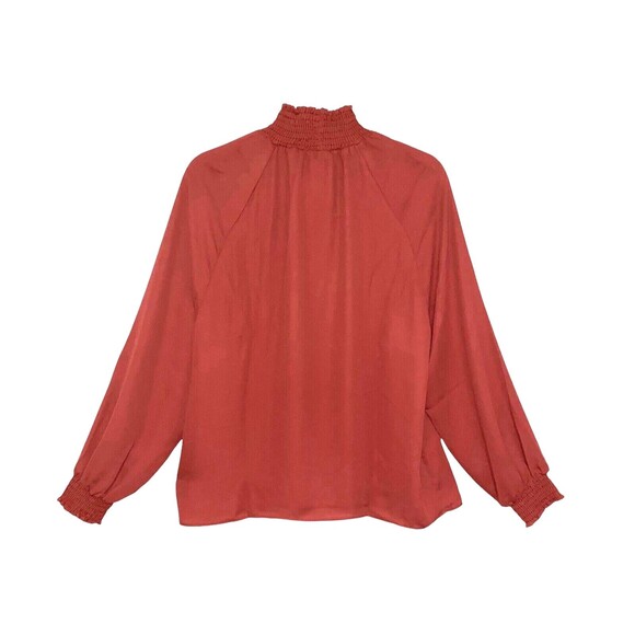 New With Tags Revolve Krisa Smocked Turtleneck Blouse, Rust Size Medium - Picture 2 of 14